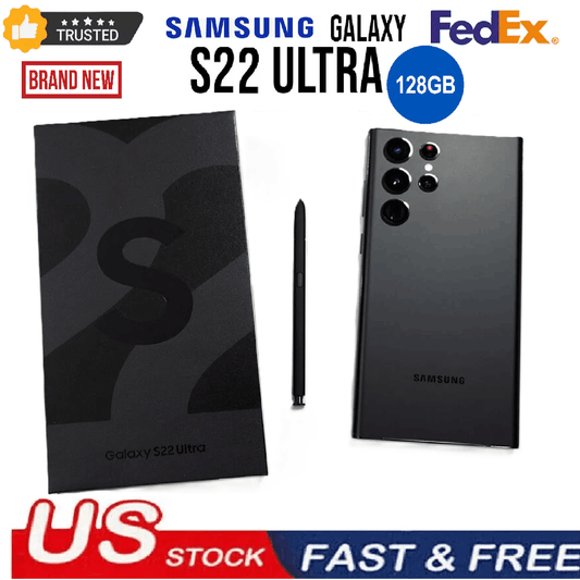 Samsung Galaxy S22 Ultra 5G 128GB (BLACK ) SM-S908U1 | Factory Unlocked | Brand New in Sealed Box | US Model | Android Smartphone with S Pen | Pro-Grade Camera | 6.8" QHD+ AMOLED Display | Snapdragon | Works with All Major Ca
