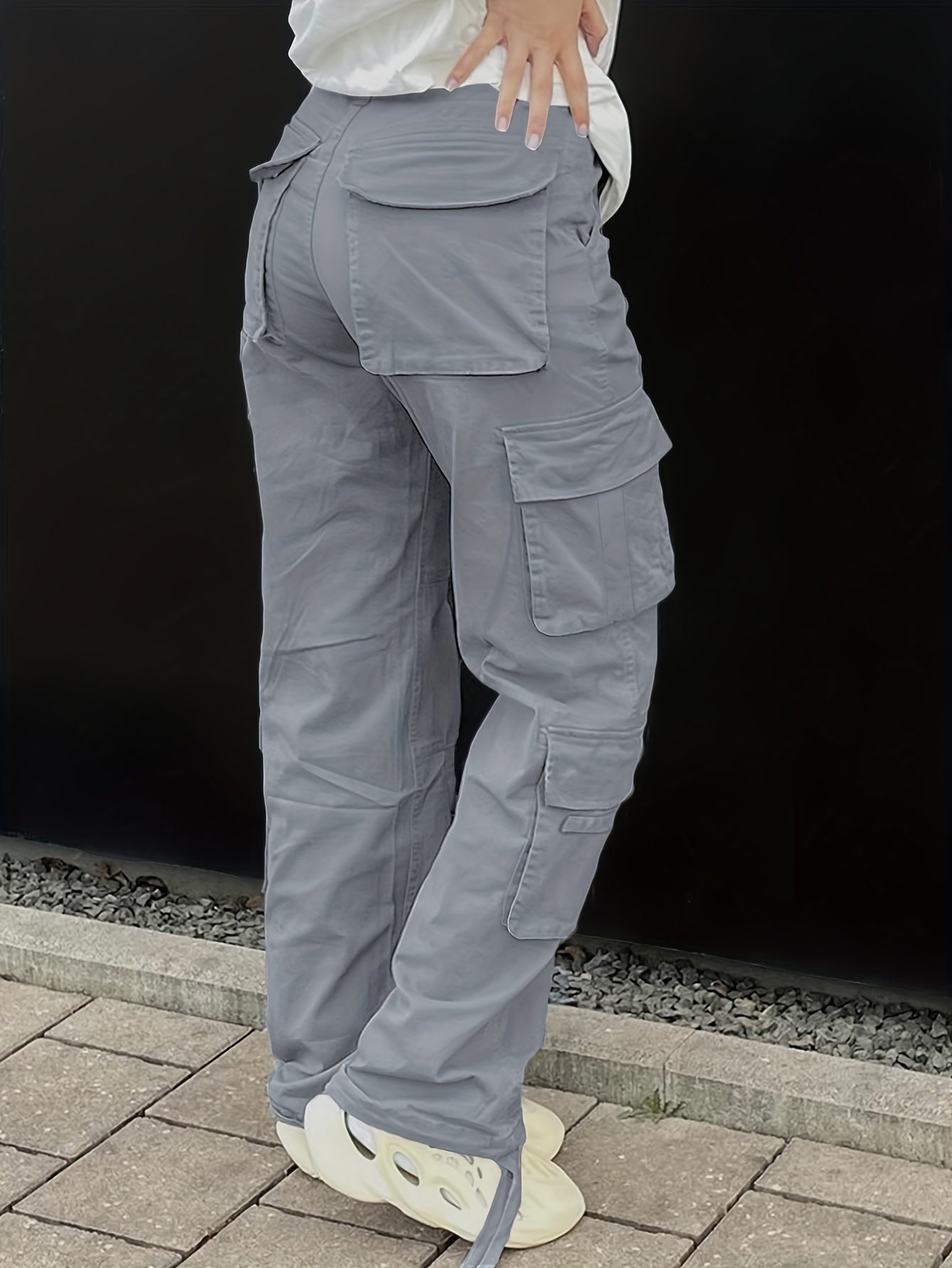 Plain Side Flap Pocket Cargo Jeans
