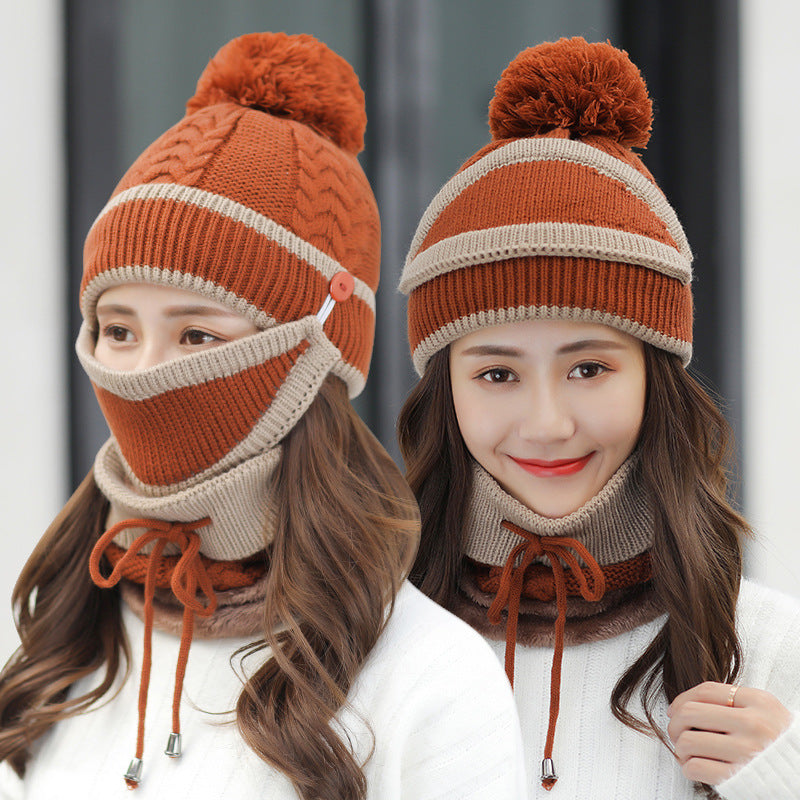 3pcs Women's Knitted Warm Beanie& Scarf Set