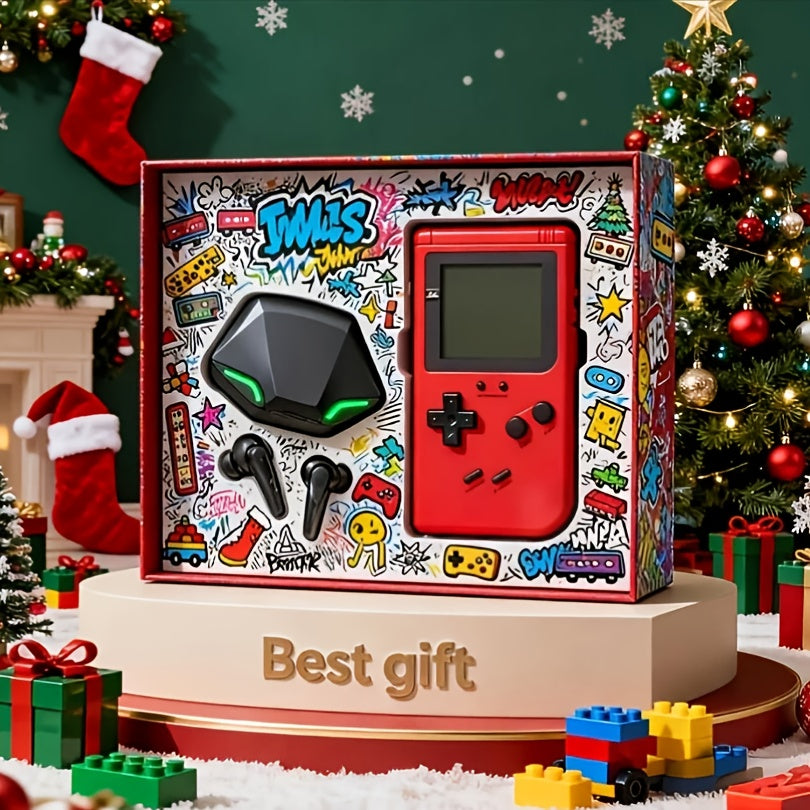 2pcs Portable Handheld Gaming Console & Headset Set with Noise Cancelling