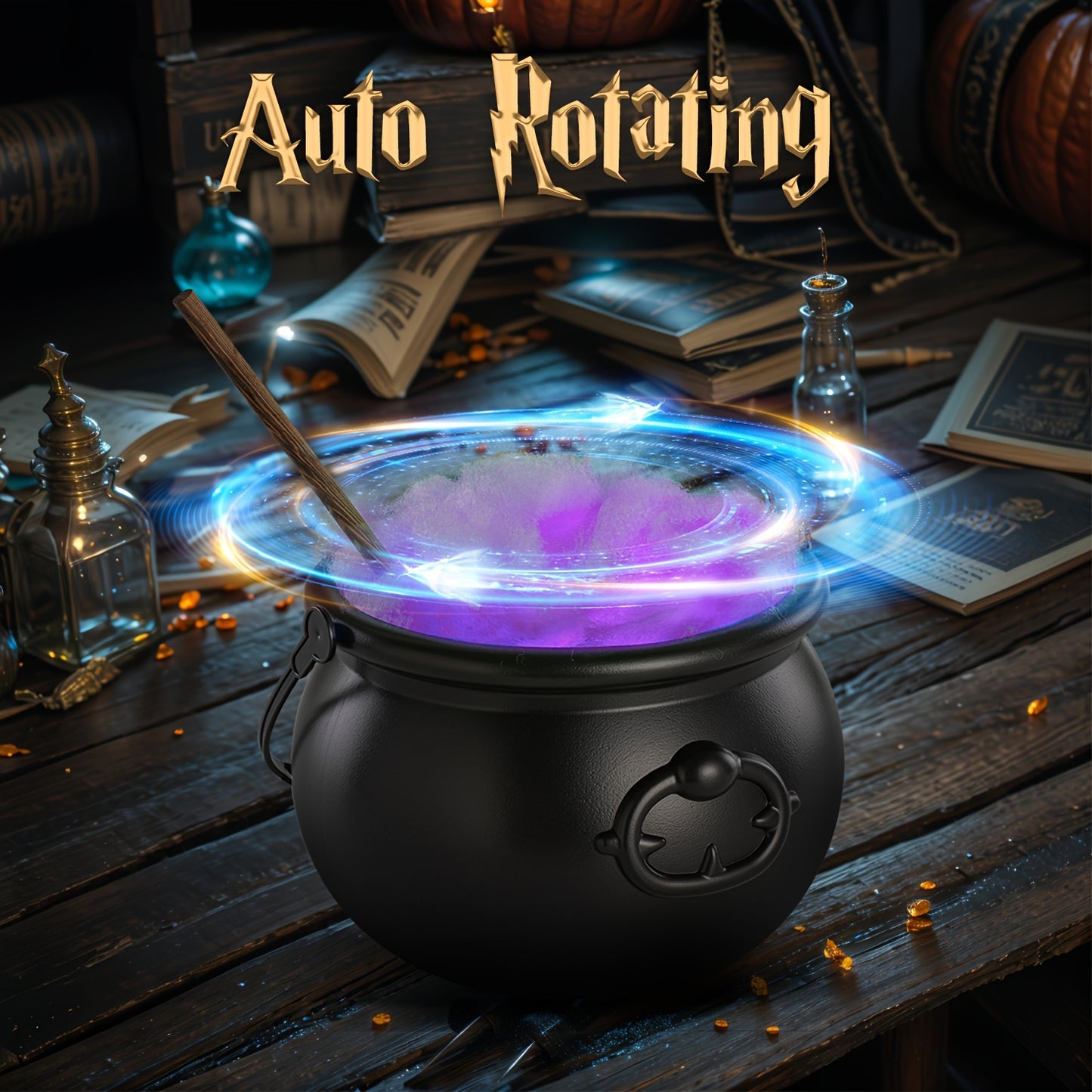 Magic Automatic Rotating Stirring Cauldron with 4 LED Light Strings