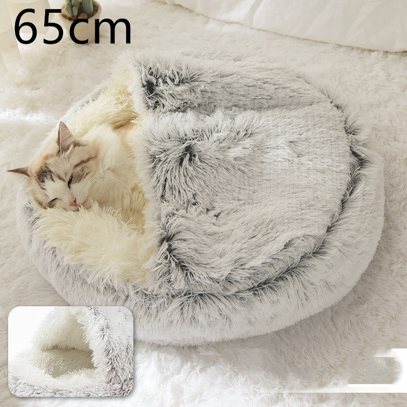 2 In 1 Dog And Cat Round Plush Winter