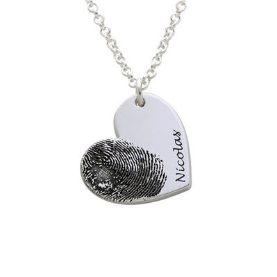 Personalized Engraved Fingerprint Custom Heart Necklace