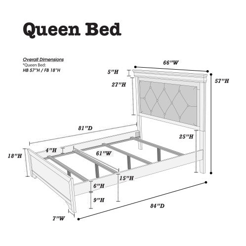 1pc Queen Size W LED Bedroom Furniture