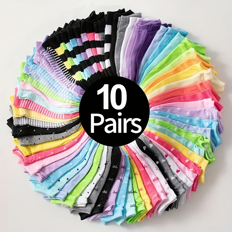 5/10/20 Breathable Women’s Colorful Heart Print Ankle Socks