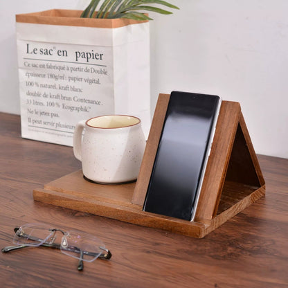 Wooden Book Holder with Cup Base