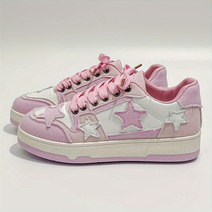Women's Pink Star-Patterned High-Top Sneakers