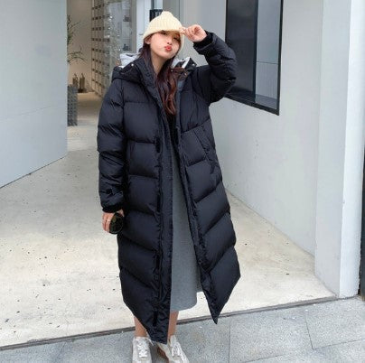 Korean-Style Mid-length Over-the-knee Down Cotton-padded Coat