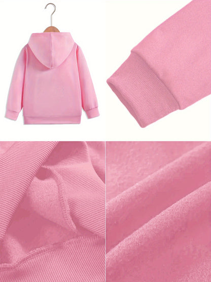 Girls' Autumn/Winter Hooded Sweatshirt  with "I'm Literally Just a Girl" Print & Pink Bow