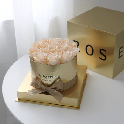 Silver Mirror Round Preserved Flower Roses