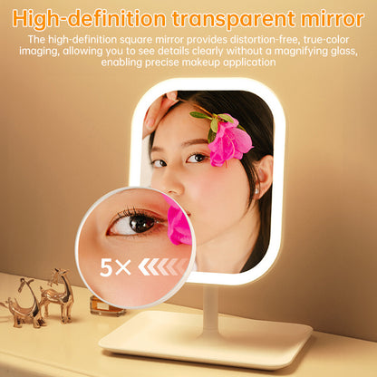 Large Square Rotating LED Makeup Mirror with Adjustable Lighting