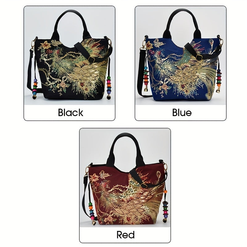 Fashion Satchel Retro Style Embroidered Satchel Bag with Removable Strap