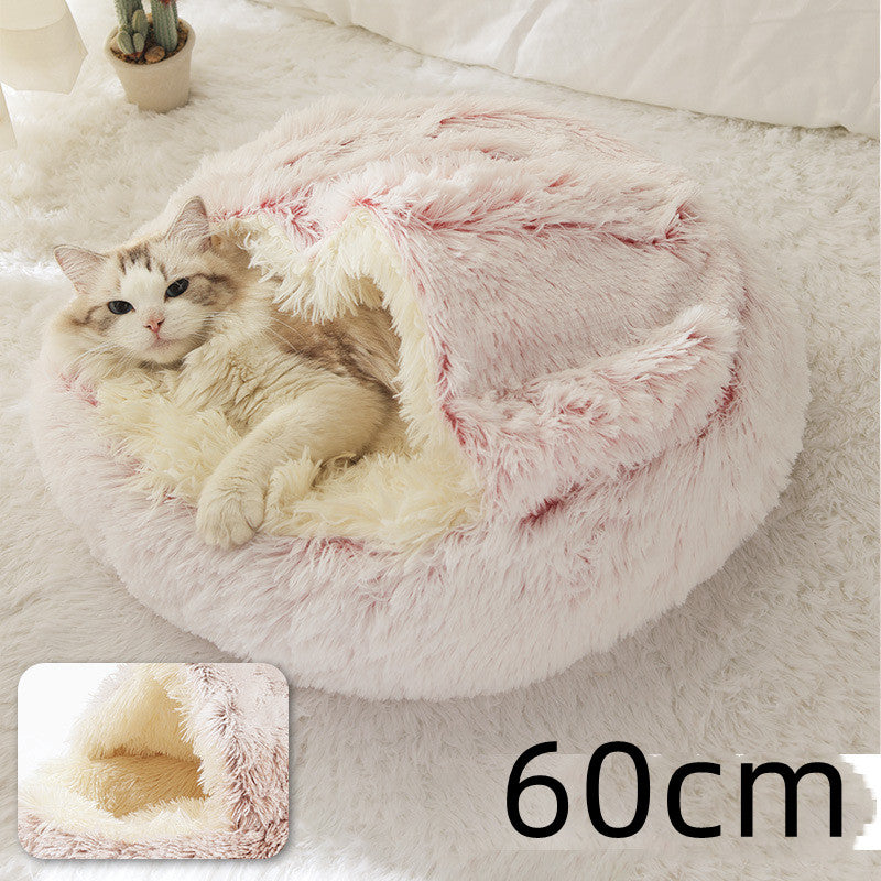 2 In 1 Dog And Cat Round Plush Winter