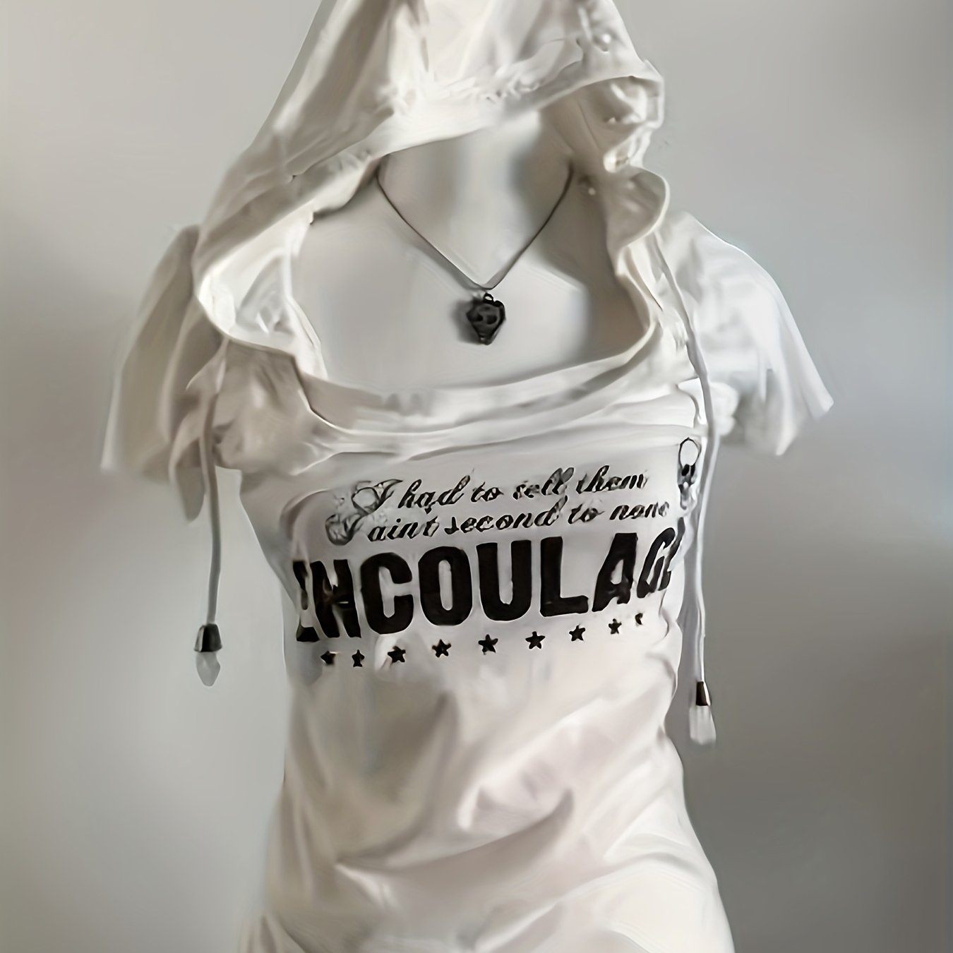 Women's White Y2K Hoodie Casual Pullover