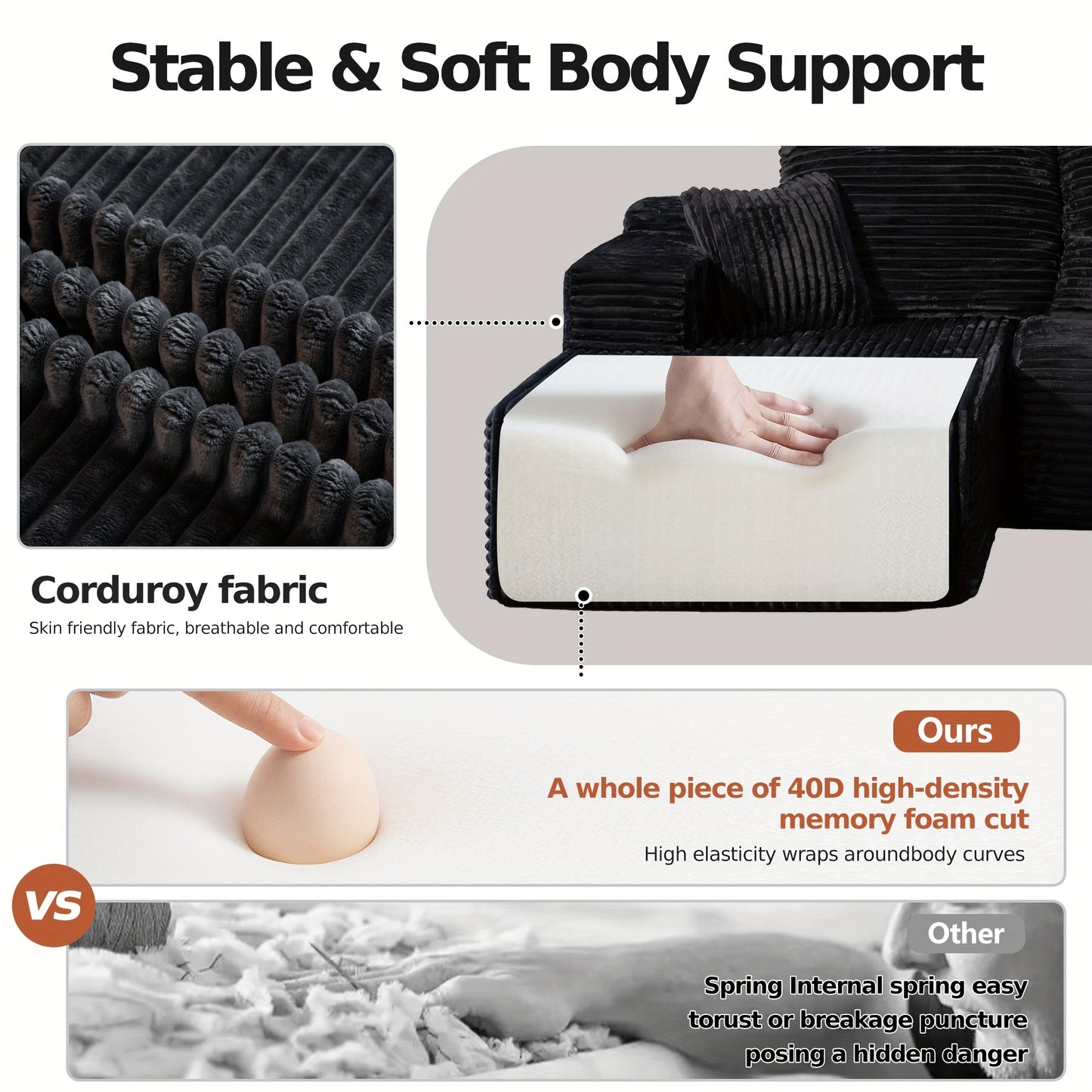 Oversized L Shaped Couch With Chaise  No Assembly Required