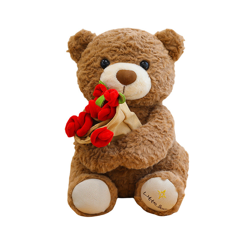 Cute Rose Flower Stuffed Bear