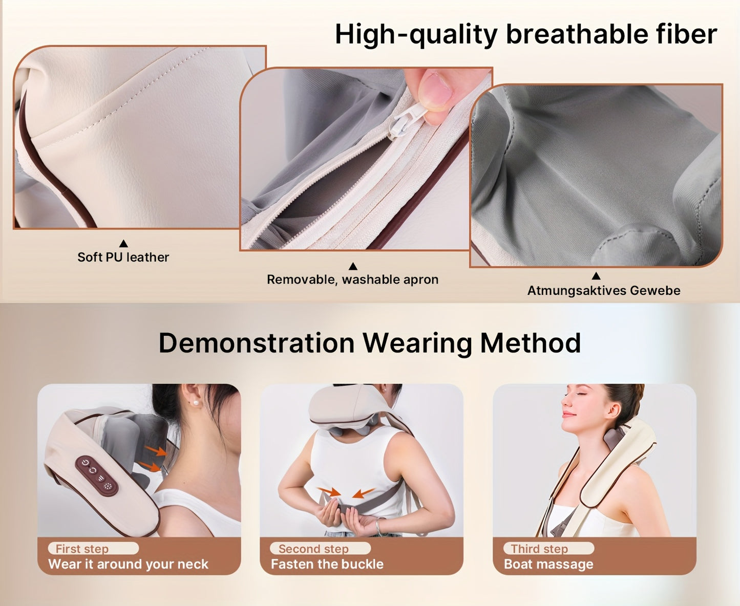 Cordless Neck and Shoulder Massager with Dual-Level Heating