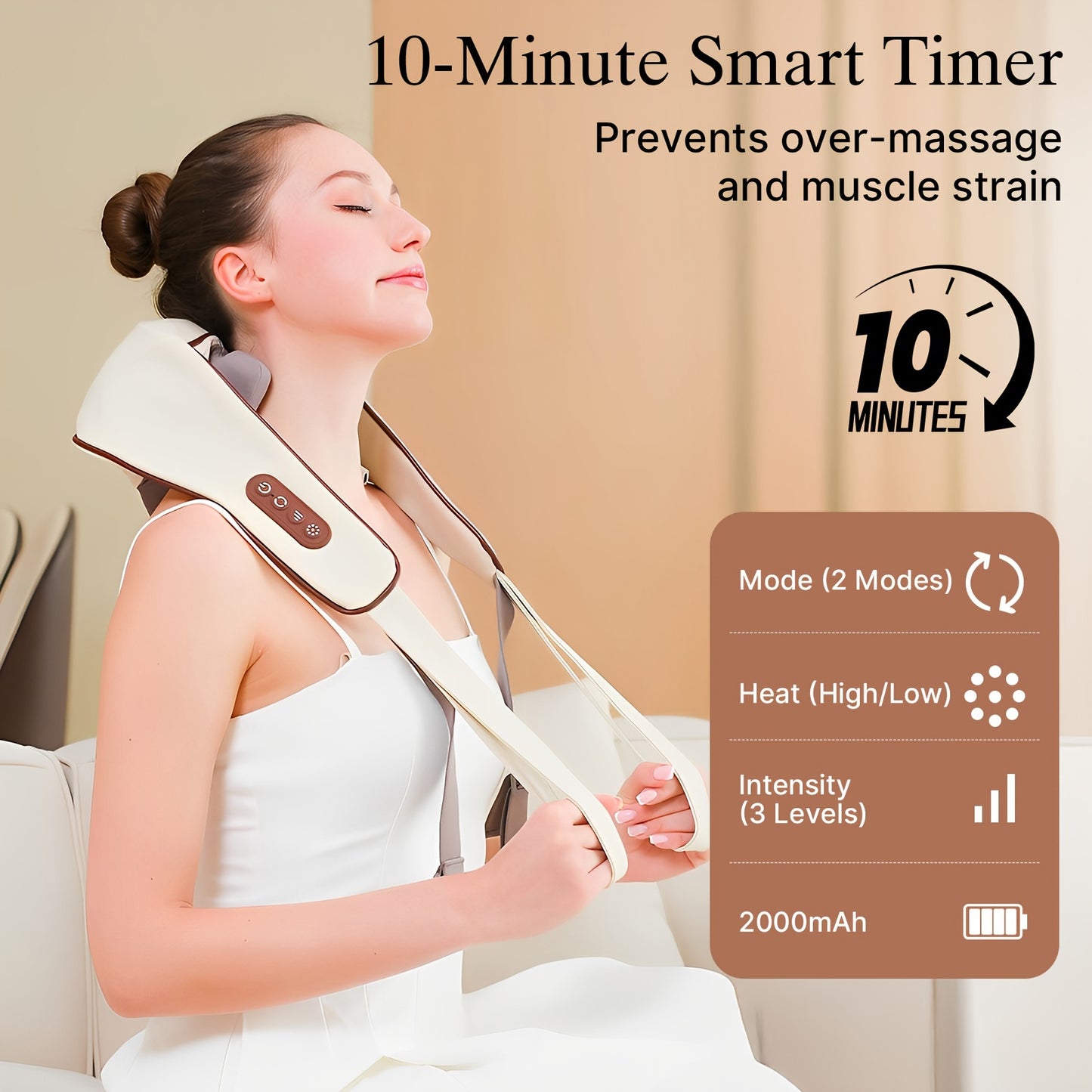 Cordless Neck and Shoulder Massager with Dual-Level Heating