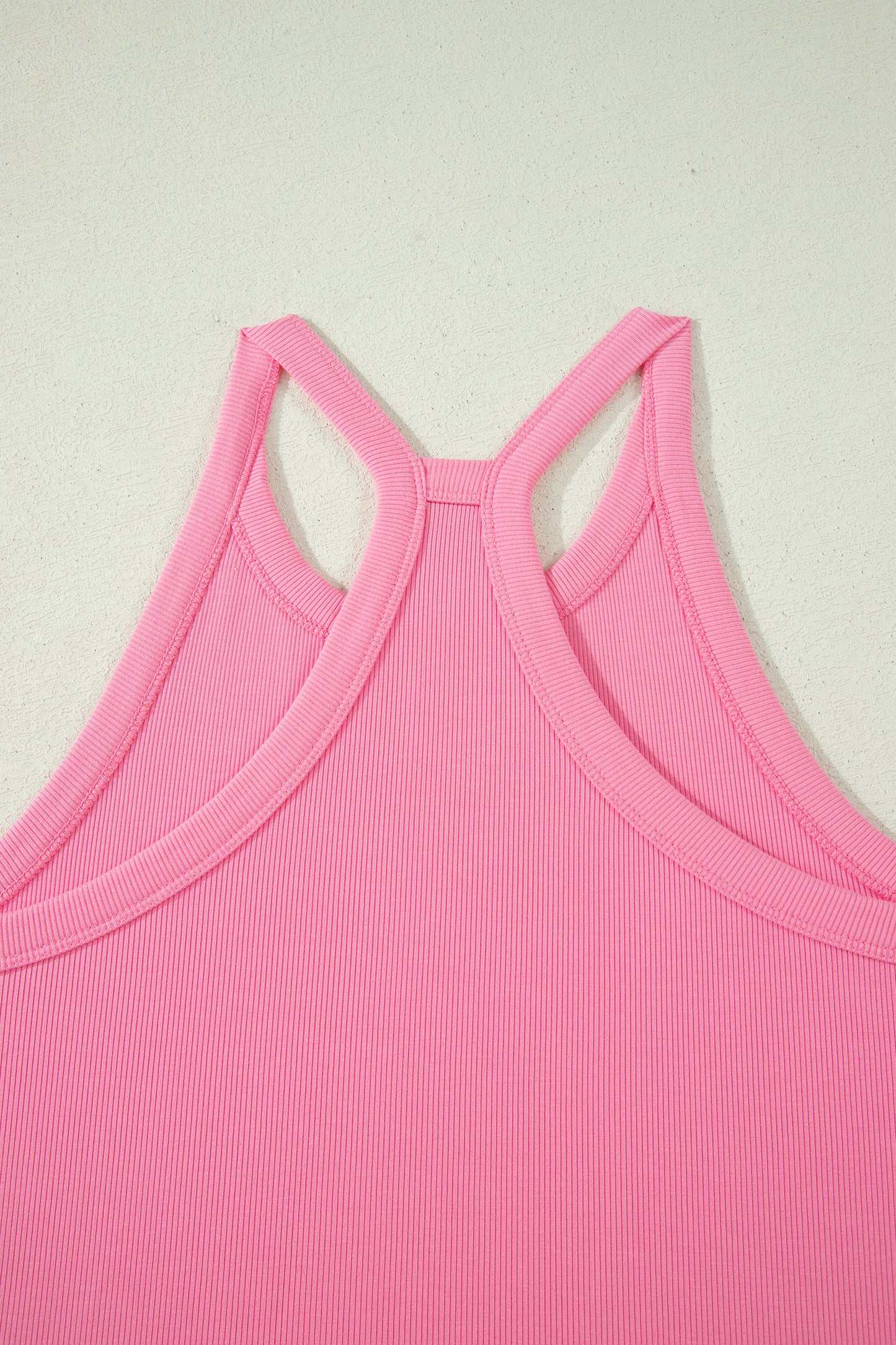 2 pcs Sachet Pink Slim Tank Top and Elastic High Waist Shorts Outfit