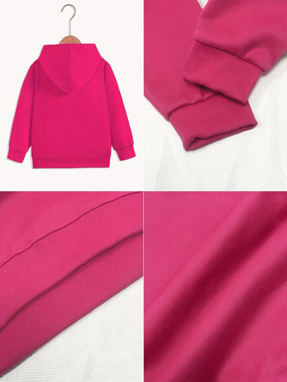 Girls' Autumn/Winter Hooded Sweatshirt  with "I'm Literally Just a Girl" Print & Pink Bow