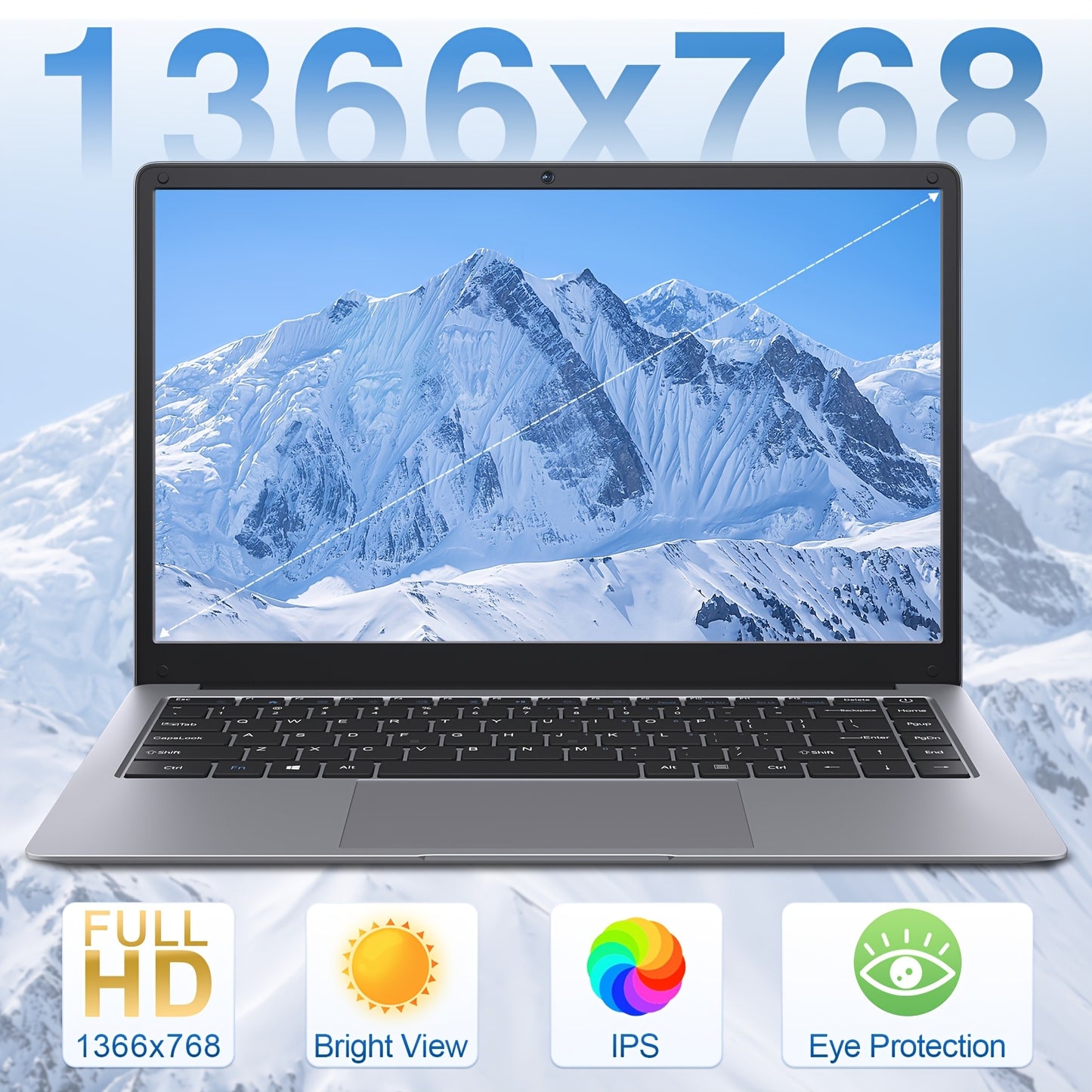 14 Inch Ultra-thin Business Full HD Display Laptop with Intel Intel Celeron Processor N Series, Apollo Lake N3350, 1980 HD Resolution, 6GB LPDDR4 RAM 320GB SSD Lightweight Portable Laptop, Gift for Family And Frien