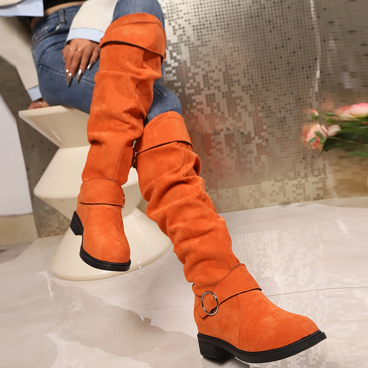 Comfortable Trendy Solid Color Knee-High Boots