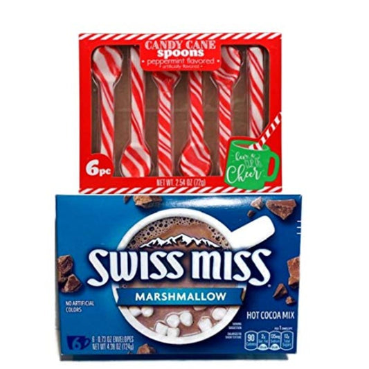 6 Count Each Candy Cane Spoons Peppermint and Hot Chocolate with MashMallow Set