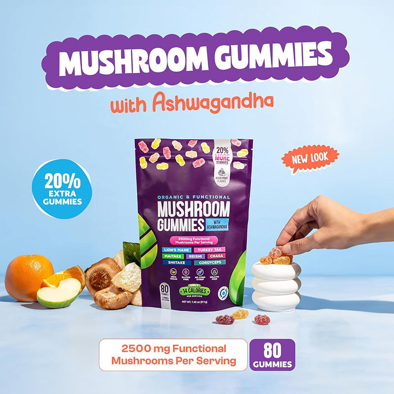 Mushroom Meal Supplement Gummies-80 Tablets