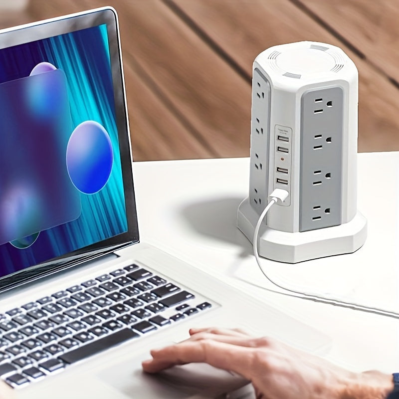 LEVEL 4 Upgraded 16 AC Outlets Power Strip Tower with USB/USB C Port