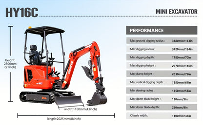 1.6 Ton Crawler Excavator for Construction, Garden And Farm