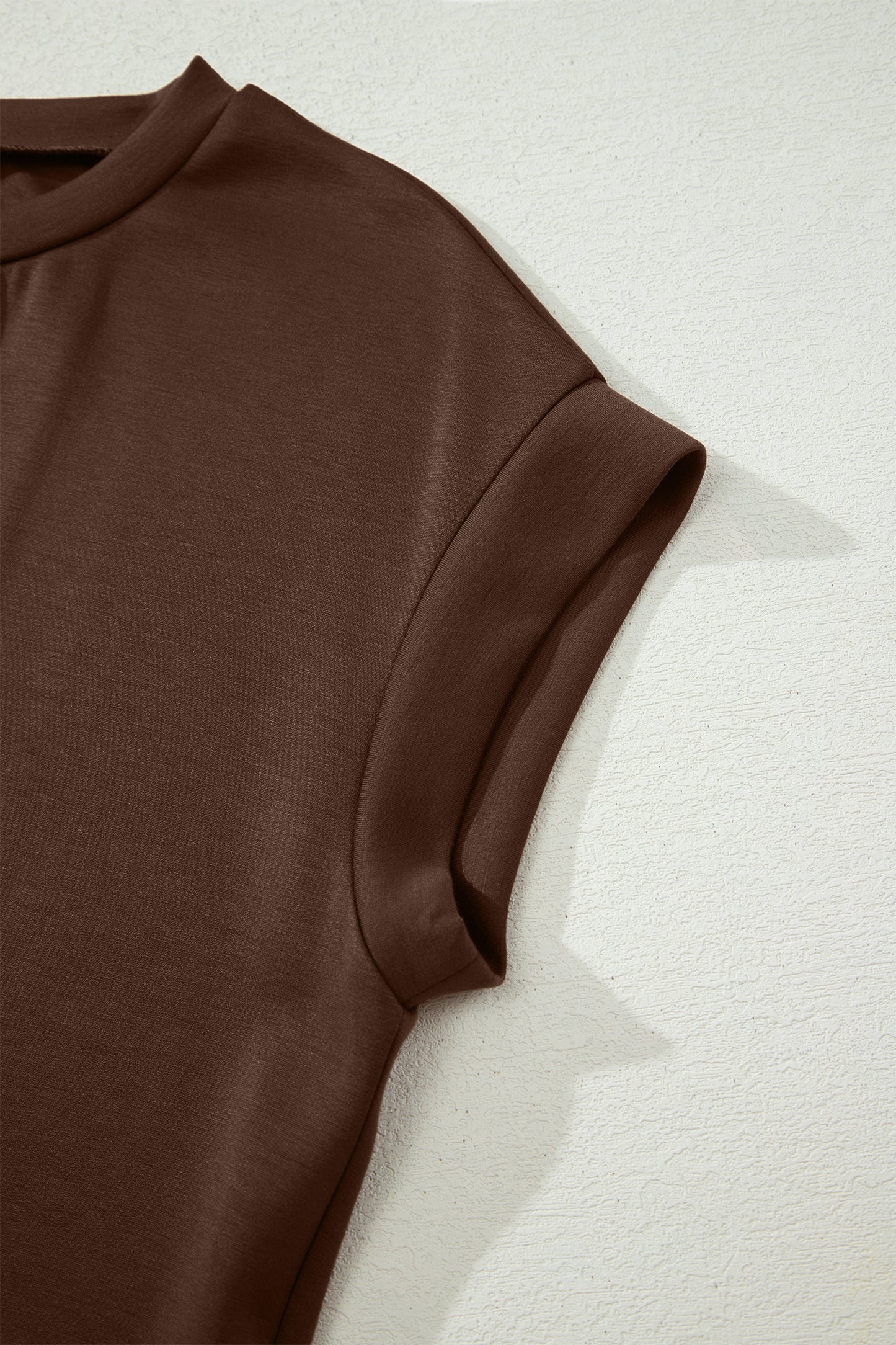 Rood Sandelhout Effen Kleur Lange T-Shirt Jurk met Splitten