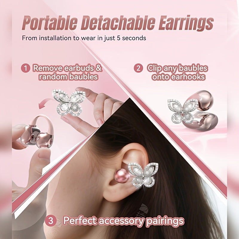 Clip On Luxurious Diamond Bow Headphone