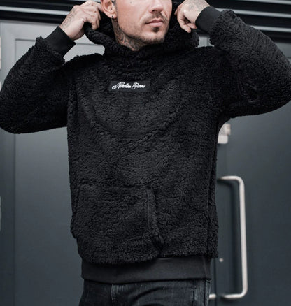 Men's Plush Hooded Hoodies Sweatshirt With Big Pocket