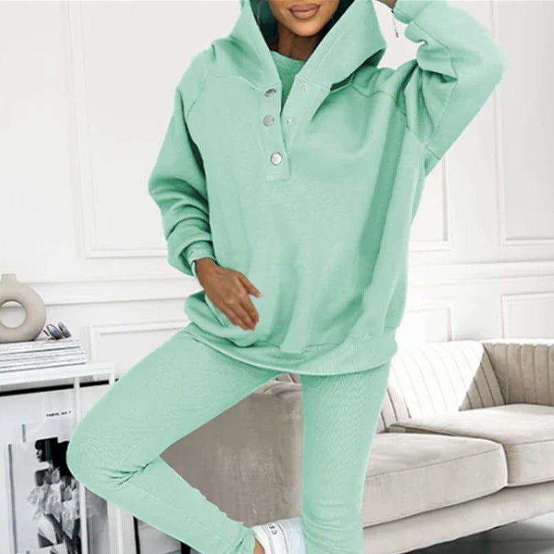 3pcs Women's Loose Hooded Sports Suit