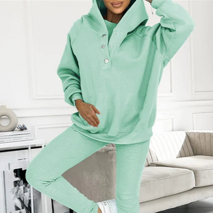 3pcs Women's Loose Hooded Sports Suit