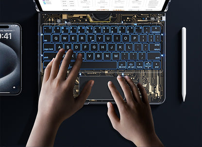360 Swivel Keyboard Clear Case For I Pad with Pen Slot