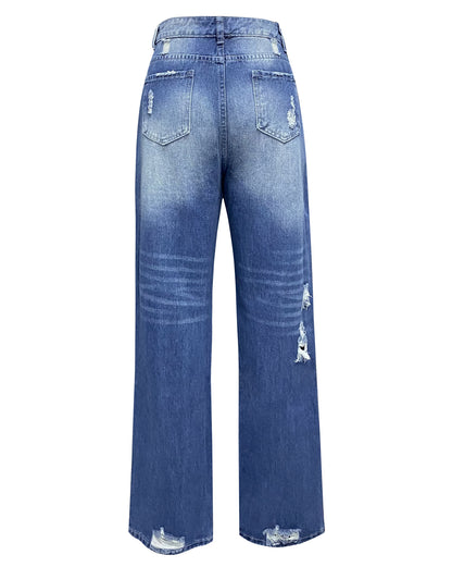 Women's Loose Wide Ripped Leisure Jeans