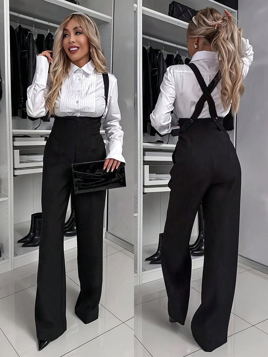 Chic Strapless Women'S Elegant Solid Color Jumpsuit
