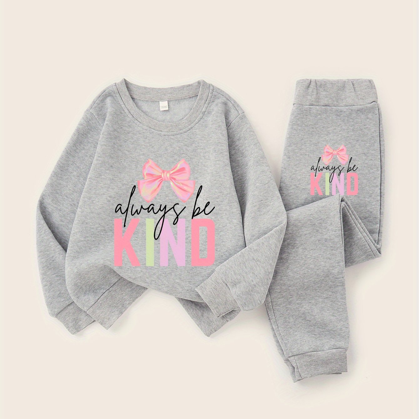 Always Be Kind with Bow Girls' Fashion Hoodie Set