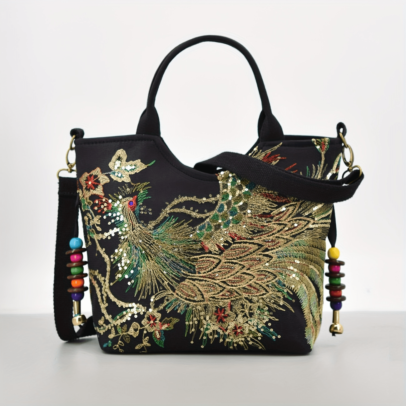 Fashion Satchel Retro Style Embroidered Satchel Bag with Removable Strap