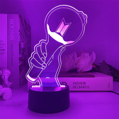 BTS USB Touch Remote Colorful 3D LED Night Light