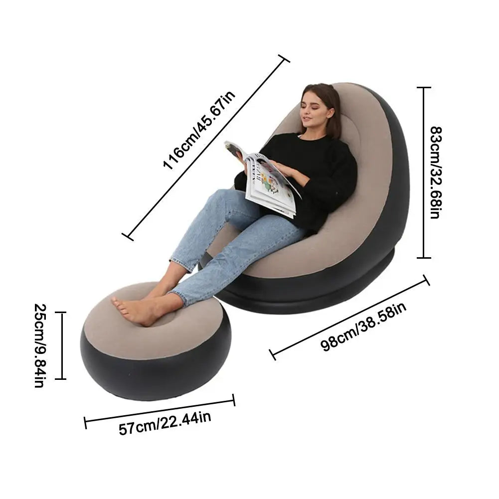Inflatable Air Mattress Deck Chair with Comfortable Leg Stool