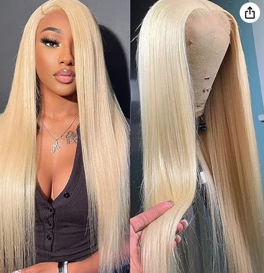 Matte Gold Long Straight Lace Front Wig