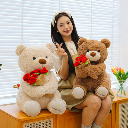 Cute Rose Flower Stuffed Bear