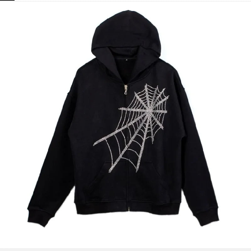Y2K Grunge Punk Butterfly Print Oversize Zip Up Hoodies