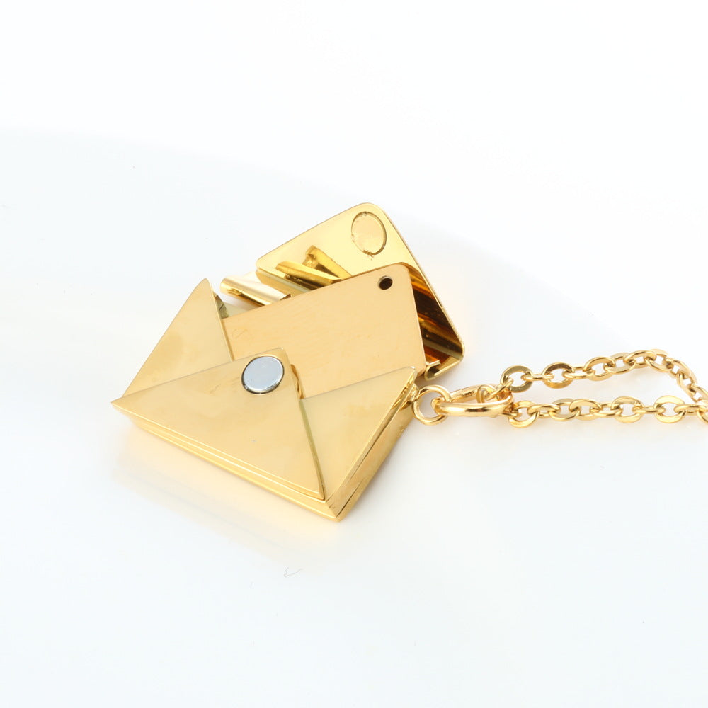 Peach Heart Envelope Necklace