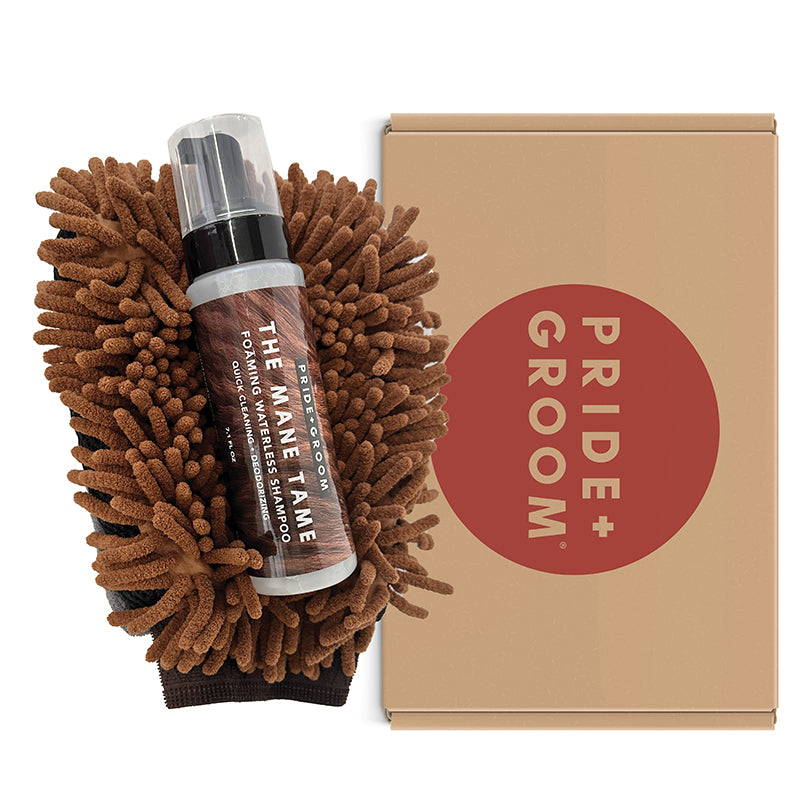 THE MITT KIT | Dog grooming set with waterless shampoo & dual-sided grooming mitt for dogs & cats.