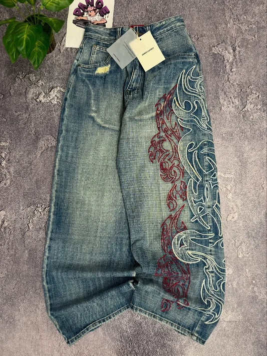 Women's Embroidered Baggy Jeans