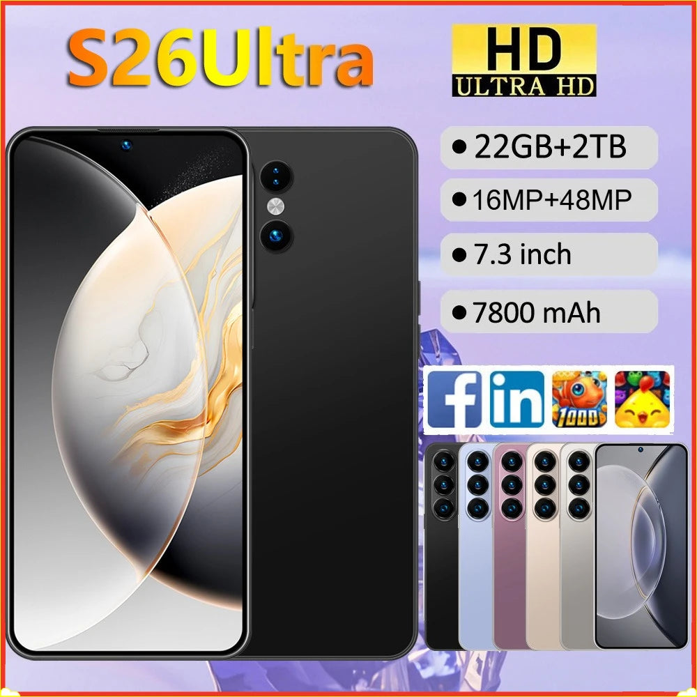 2026 Ultra Smartphone Android 5G | 7.3" HD Display | 22G+2TB | 7800mAh | Dual SIM | Unlocked