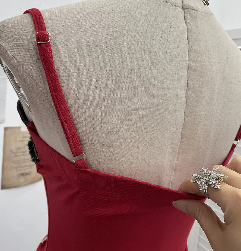 Women's Raw-edge Denim Stitching Spaghetti Strap Camisole Top